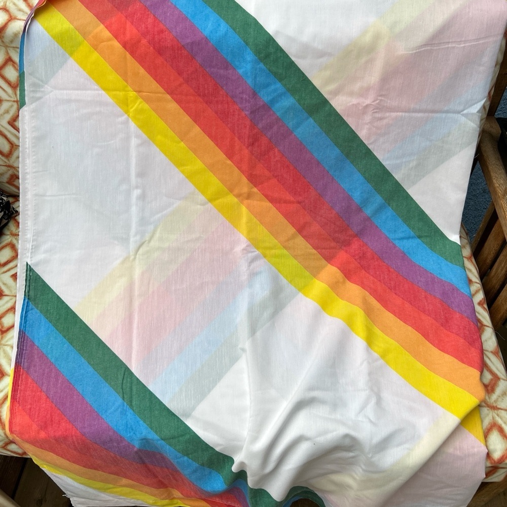 Retro Vintage Thompson Mills Iconic Rainbow Striped Twin Sheet Set Complete